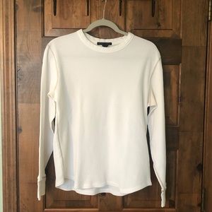 Banana Republic White Waffle-knit Crewneck